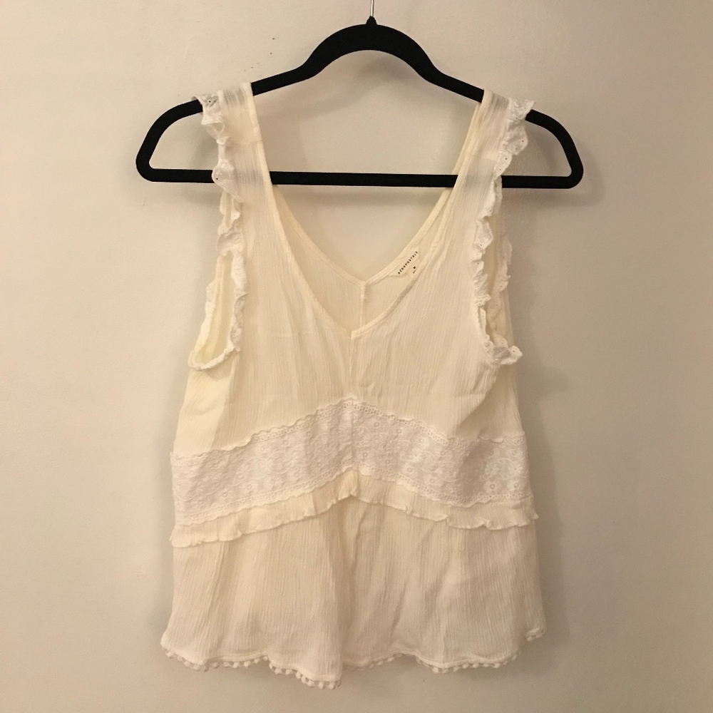Aeropostale Ruffle White Blouse